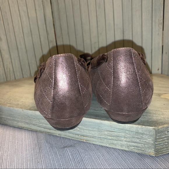 NWOT Parisian Brown Leather and Velvet Ballet Shoe Flats 9.5M - Picture 4 of 9